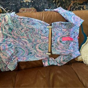 Lilly Pulitzer crop, off shoulder top and matching skirt